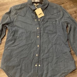 Sz ps denim chambray snap shirt new Ana